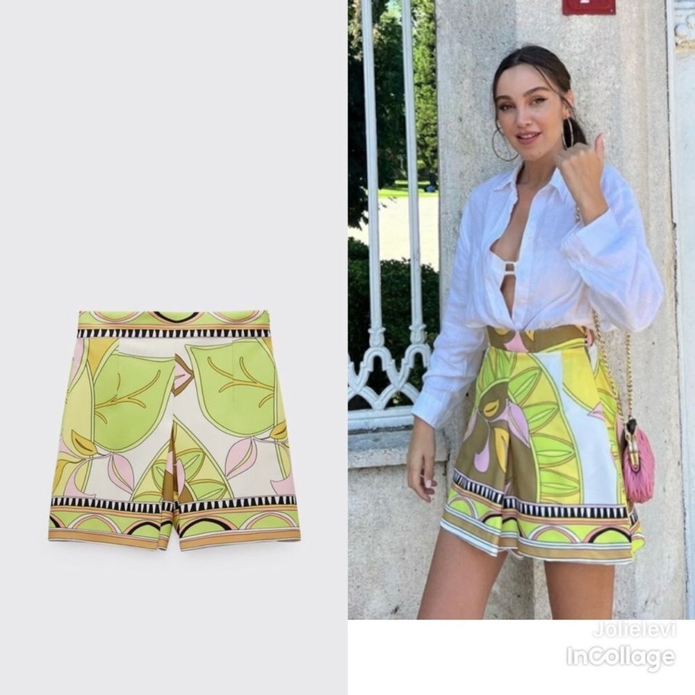 ZARA HIGH-WAIST PRINTED CULOTTESS SKORT